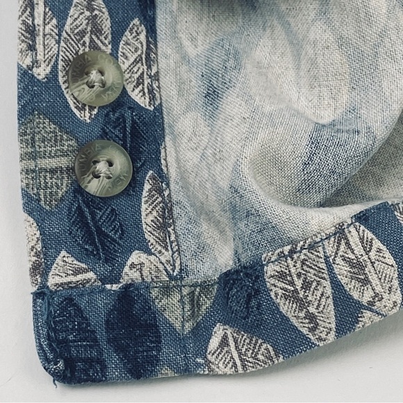 Columbia Linen Blend Shirt Mens XL Blue Leaf Print S/S Button Up Casual - Picture 5 of 10